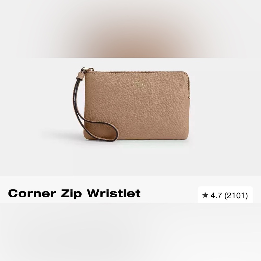 Coach Corner Zip Wristlet in Taupe